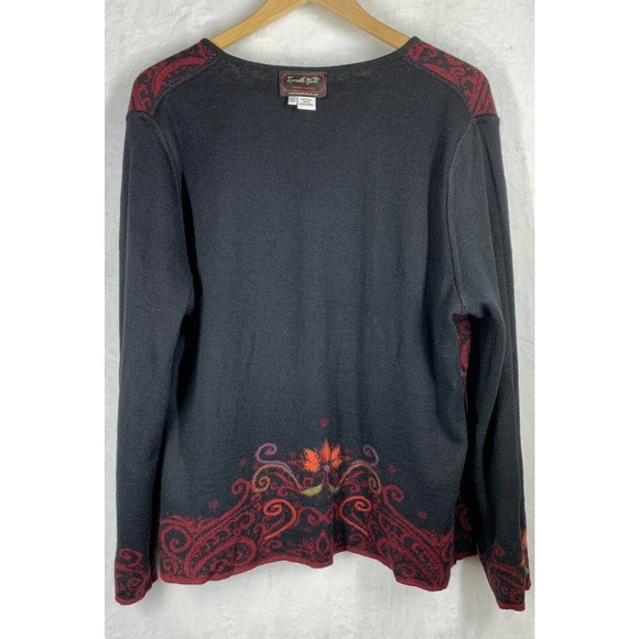 Women's INVISIBLE WORLD Sz. XL Arabesque Reversible Baby Alpaca Cardigan Sweater - Picture 9 of 12